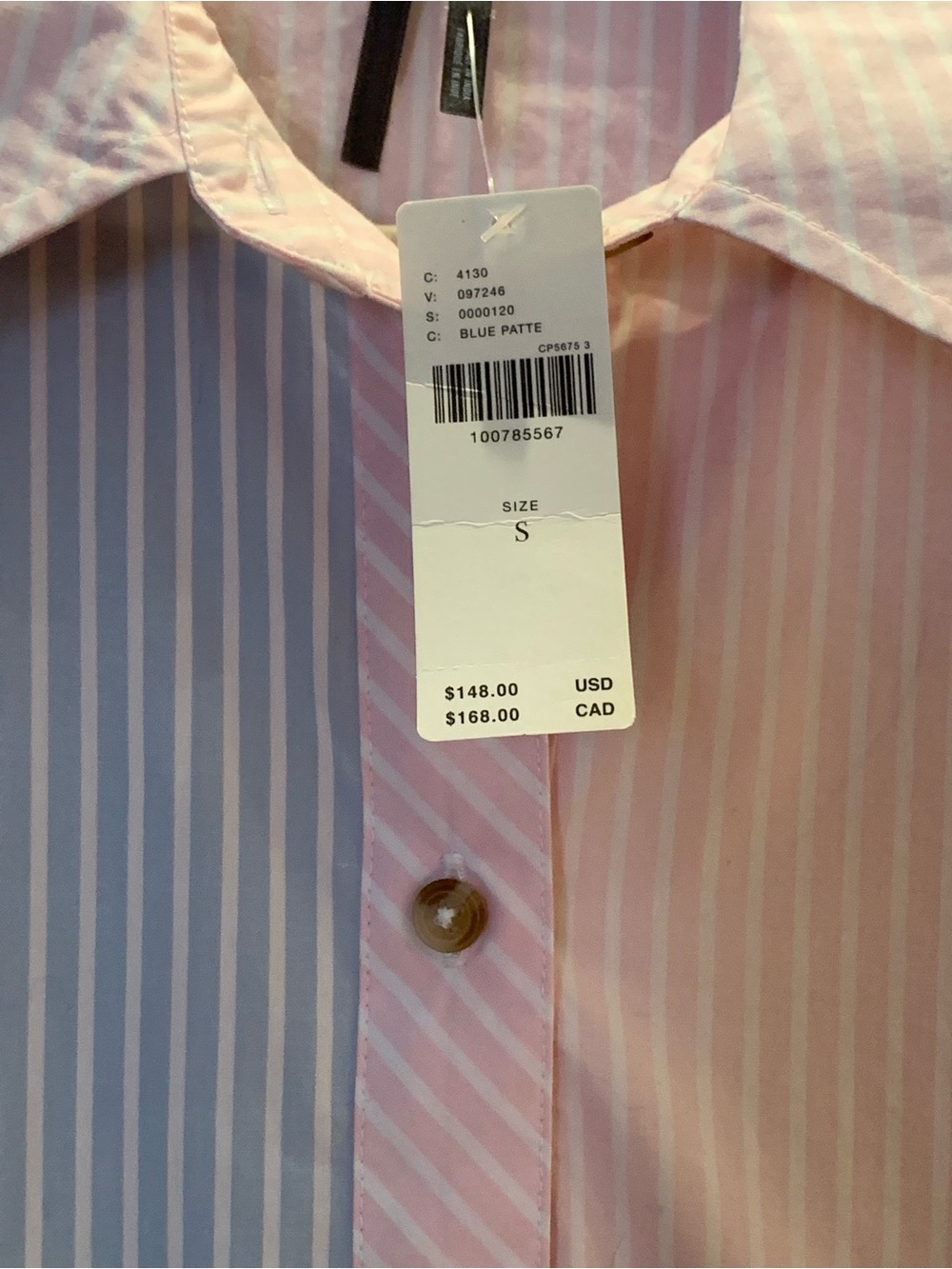 Anthropologie Bettina Striped Tiered Mini Shirt Dress in Blue & Pink Stripe - Picture 4 of 4